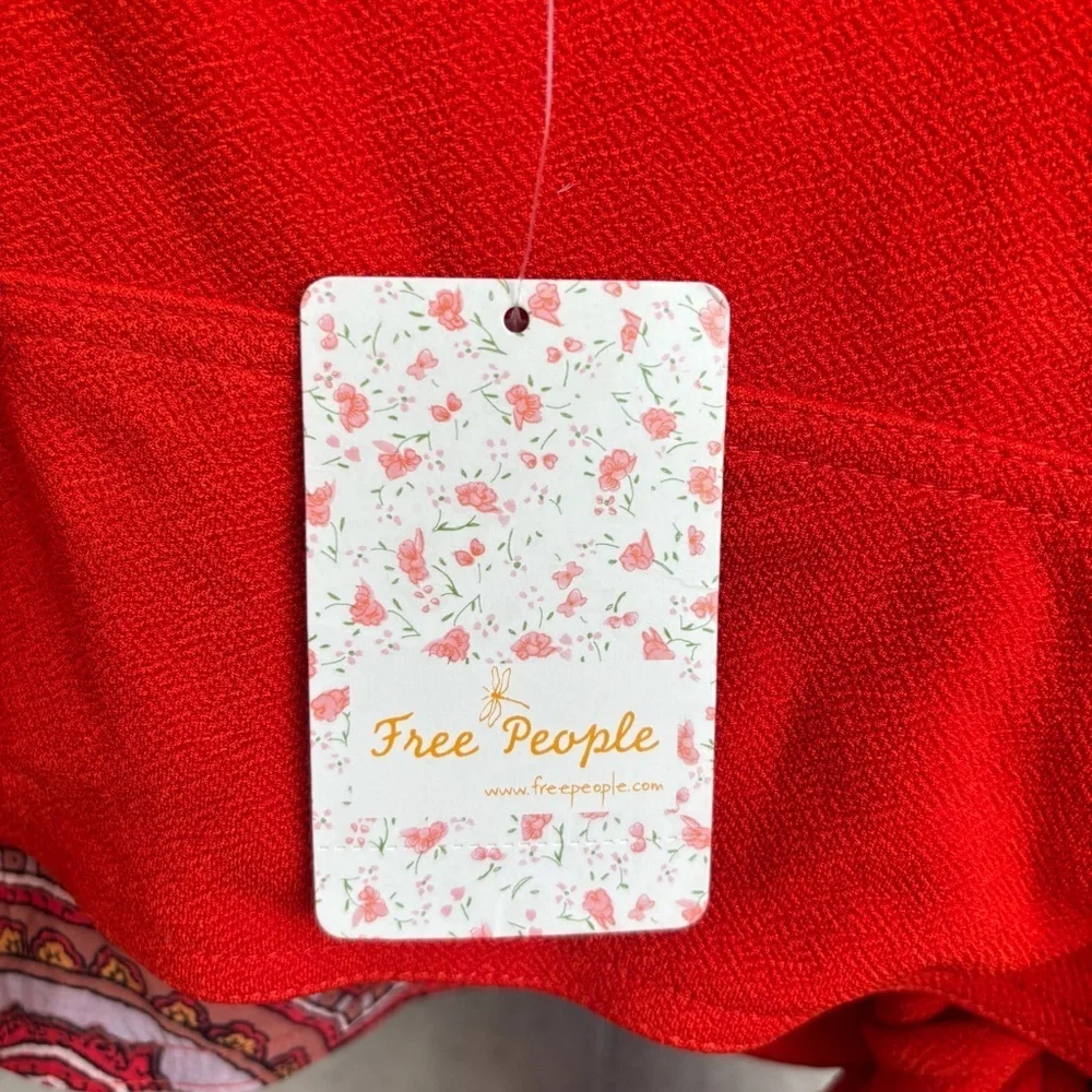 NWT Free People Paisley Pop Tank in Red, Size M